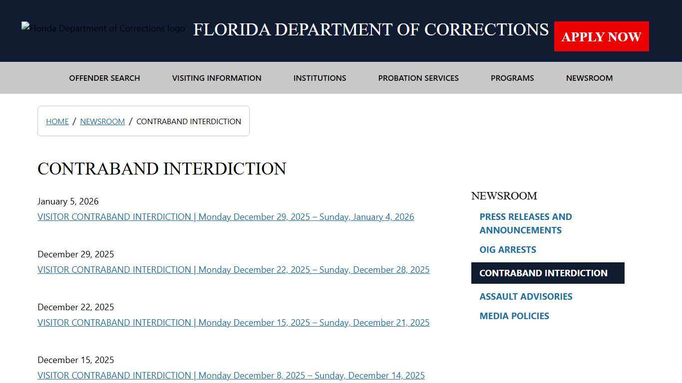 Contraband Interdiction / Newsroom - Florida Department of Corrections